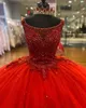 Robes de xv a￱os Mexicanos perles rouges robe de Quinceanera robes de bal 2022 doux 16 robe pour fille fête