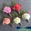 8 color Artificial Rose Flowers Buttonhole Boutonniere Groom Groomsman Best Man Wedding Accessories Prom Party Suit Decoration