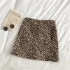 FLOCTIT FUZZY ZEBRA Etek Kadınlar Için Yüksek Bel Fierce Hayvan Baskı Mini Etek Kadın Kıyafet * X0428