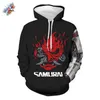 Mode Game Punk Style 2077 3D Personlighet Zipper Hoodie Casual Sports Pullover Hoodie Plus Size Spring and Autumn Models G1229