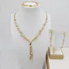Серьги Ожерелье Итальянское золото элегантные украшения набор свадебных свадебных кольцевых браслетов оптовые цена