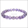 Bracelets porte-bonheur Bijoux Aessories 8Mm Simple Amethyst Bracelet Single Circle Drop Delivery 2021 R1Jqo