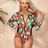Kerstmis Kleurrijke Sexy Mesh Gedrukt Vrouwen Bodysuits Aankomst Stijlvolle Sale Chic Sweet Female 210525
