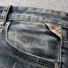 Letnia Moda Vintage Mężczyźni Dżinsy Wysokiej Jakości Retro Blue Disted Designer Ripped Denim Shorts Włoski Styl Krótki 627L