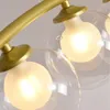 럭셔리 구리 펜던트 램프 유리 볼 공사 식당 디자인을위한 북유럽 샹들리에 매달려 램프 침실 부엌 LED 조명기구