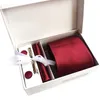 Papillon 2022 Boutique Set di cravatte larghe 7,5-8 cm Rosso Blu Viola Fazzoletto da uomo e da donna Gemelli Clip Box Regalo di Natale S Fred22