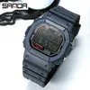 Sanda 339腕時計男性女性スポーツウォッチの防水ファッションデニム軍事腕時計メンズLEDデジタル時計リリーゴノG1022