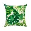 Taie d'oreiller coton lin carré housse de coussin maison chambre canapé voiture décor 45 X 45 cm vert feuille jeter