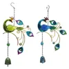 Objetos decorativos figuras 2 pcs 3d rotating vento chimes pavão forma artesanato pintado ornamentos criativos sino pingentes verde azul