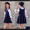 Set Baby Baby, Kids Maternitygirls Abbigliamento Ricamo Camicetta + Abito 2 pezzi Abito autunnale per ragazze Abbigliamento casual per bambini Abbigliamento invernale per adolescenti