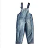 Casual Lose Danim Overalls für Frauen Dame Blau Taschen Denim Gesamt Overall Strampler Femme Neunte Hosen Weibliche Hosen 210527