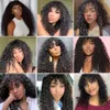 Long Wavy Kinky Curly Short Wigs With Bangs perruque 1B Color Afro Curly Wigs With Bangs Synthetic Wigsfactory direct