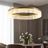 Nordic Golden Chandelier Ring Resin Texture Lampshade Light Luxury Modern Villa Duplex Living room Dining room Bedroom Lamp