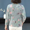 YISU Women Cardigans Sweater Autumn Winter Floral bird pattern Knitted Coat Cardigan Single Breasted Casual Knit Jacket Sweater 210805