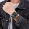 Casual Leather Mens Watches Top Marka Luksusowy podwójny wyświetlacz kwarcowy zegarek Waterproof Waterproof Tydzień Data Elektroniczny zegar cyfrowy 2105173176349