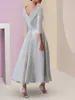 Champagen/Silver A-Line Mother of the Bride Dress Plus Size Elegant Bateau Neck Tea Length Satin 2022 Wedding Party Gown Vestidos Robe De Soiree