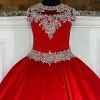 Moda Little Miss Pageant Dress for Teens Juniors Toddlers 2022 AB Stones Crystal Tafetá Longo Kids Vestido Formal Party Beading Decote Alto Rosie Custom-Made