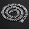 12mm Diamond Buckle Stainless Steel Cuban Chain Men's Necklace Polished Encrypted Round Grinding Hip Hop Titanium Necklace