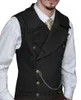 Men's Vests Men's Vest Brown Lapel Collar Double Breasted Waistcoat 19 Colors Casual Formal Business Slim Fit For Wedding Groomman 2022