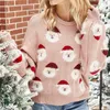 Pulls pour femmes mignon motif tête de père noël pull femmes tricot doux garder au chaud vêtements d'hiver femmes 2021 hauts pullover Sueter Navide￱o