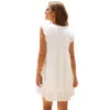 Senhoras Sexy Lace White Dress Mulheres Curto Verão Vestidos V Neck Casual Feriado Sundress Solto Praia Mini Vestido Vestidos 210416