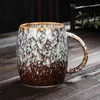 Kreative Becher Große Kapazität Einfache Keramik Tasse Paar Kaffeetasse Im Japanischen Stil Ofen Gebacken Trinken Becher 460ML 210409