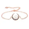 Kvinnors Rosegold Plated Retro Classic Moon Inlaid Pearls AAA Zircon Armband Mode Smycken Gåvor BL0658 G1026