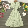 Ly Varey Lin High Waist Casual Doll Collar Dress Small Fresh Plaid Elegant Fashion Midi Long Ruffled 210526