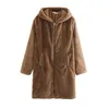 Höst Vinter Kvinnor Trench Coats Långärmad Hooded Zip Fur Windbreaker Ytterkläder Kvinna Fashion Street Kläder 210513