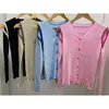 Color-blocked Knitted V-neck Cardigan Tops Women Shoulder Open Full Sleeve Single-breasted Sweater Korean Vintage Jumpers 210513