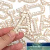 Strumenti artigianali Toppe sui vestiti White Pearl Gold Strass Sparkle Letter Alphabet Ricamo adesivi