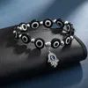 Blue Evil Eye Charm Bracelets Hamsa Hand Bracelet Jewelry for Women Men Black Fashion Lucky Fatima Plam Beaded Stretch Strands