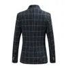 Spring Autumn New Mens Fashion Plaid Blazer Design Plus Size Casual Male Slim Fit Sackjacka Bröllopsdräkt 210412