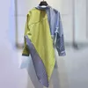 [EWQ] Corée lâche Patchwork femmes chemise revers col à manches longues Hit couleur rayé Blouse femme mode vêtements nouveau Qv524 210410