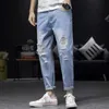 2020 Hot Selling Jeans Men Vår Ankellängd Byxor Penna Byxor Mäns Mode Denim Jeans Maskulina Byxor X0621