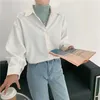 Vita toppar Solid Vintage Blus Kvinnor Långärmade T-shirts Mujer Spring Loose Blouse Plus Size Blusa Femme Koreansk stil 11188 210527