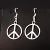 Alloy Peace Sign Dangle Landelier Örhängen 925 Silver Fish Ear Hook E290 38.4x17.5mm 40Pairs / Lot