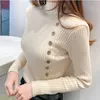 Women Knitted Winter Pullovers Fashion Long Sleeve White Black Sweaters Turtleneck Korean Clothes Elegant Pink Ladies Tops 210805