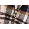 Vintage femmes laine Plaid Blazers mode dames Streetwear col cranté veste élégante femme Chic poche vestes 210430