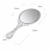 1Pcs Silver Vintage Mirror Ladies Floral Repousse Oval Round Makeup Hand Hold Mirror Princess Lady Makeup Beauty Dresser Gift