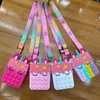 Sensory Bubble Bretelle Shoulder Bag Cellphone Straps Finger Push Phone Pouch Case Change Coin Purse Unicorn ping Toys for Girls Kids5633062