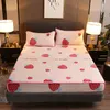 Sheets & Sets Winter Warm Fitted Sheet Soft Thicken Flannel Stripe Print Double-sided Velvet Mattress Cover Bedding Bed Full Twin Size