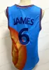 2021 Blue LeBron 6 James Basketball Jersey Space Jam Tune Squad Movie All Stitched Top Quality