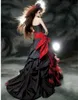 Rote und schwarze Gothic-Hochzeitskleider 2022 Schatzschleife Spitze drapierter Taft Vintage Brautkleider Vestido de Noiva Custom