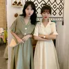 Vestidos casuais y2k mulheres amigas várias cores faculdade de verão botão doce sólido elegante e coreano roupas coreanas harajuku