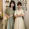 Casual Dresses Y2K Women Friends Various Colors Summer College Sweet Solid Button Stylish Soft All-match Korean Loose Clothes Harajuku