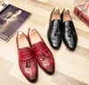 ラグジュアリーワニの男性の靴スリップオンフラットオックスフォードメンズデザイナーカジュアルなファッション尖ったつま先のドレスビジネスの贅沢な結婚式の靴
