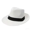男性ストローキャップカウボーイスタイルワイドブリムジャズキャップお祝いパーティー用品用品スタイリッシュなパナマ5色ユニセックス58cmフードビーチSun Hats T9i001369