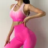 Градиент бесшовные женщины спортивный костюм фитнес женские йоги набор OMBRE PUTH UP тренировки тренировочный спортсмен носить бегущий одежда спортивная спортивная одежда 210813