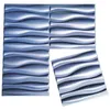 Art3d 50x50cm 3D Plastic Wall Panels Stickers Soundproof Wave Design Navy Blue for Living Room Bedroom TV Background (Pack of 12 Tiles 32 Sq Ft)